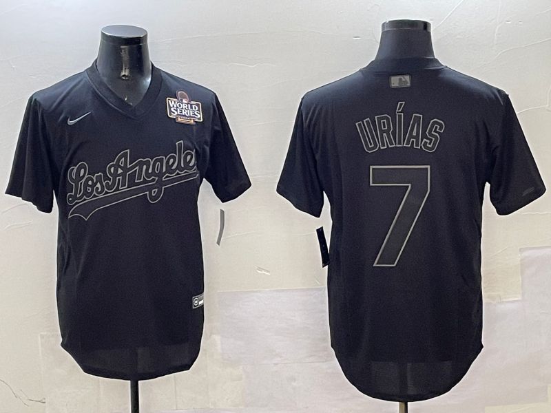 Men Los Angeles Dodgers 7 Urias Black Fashion Game 2025 Nike MLB Jersey style 31810